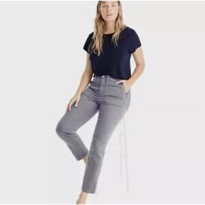 J Crew Vintage Straight Cargo Pant in Slub Sateen Gray Women's 28